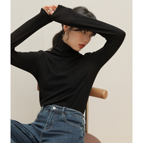 Turtleneck German velvet bottoming shirt womens 2022 autumn and winter warm foreign style plus velvet inner pile pile collar long-sleeved t-shirt womens top