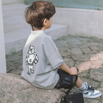 Children Summer clothes 2022 new nets Red Fried Street Boys Clothes Summer Sports Suit Tide Cool Handsome Clothes Big Boy