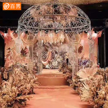 Baijie wedding props European-style iron art ceremony pavilion Xiting theme outdoor wedding flower pavilion stage decoration
