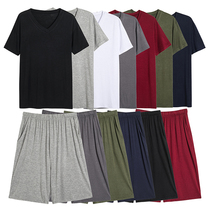 Mens ice silk Modal short-sleeved shorts Oversized thin section home wear Leisure suit Fat pajamas