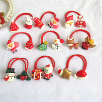 Childrens double-headed rope baby safety head rope cute double-headed Hairband girl Christmas Day tie hair big red rubber band