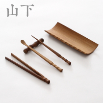 Old bamboo tea is a three-piece handmade bamboo tea clip tea needle poking tea spoon tea lotus tea set tea ceremony kung fu tea set accessories