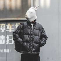 LMTNZD winter hooded stand collar puleather cotton coat mens thick warm windproof trend bright cotton coat
