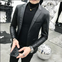 Tide card 2022 autumn winter mens casual suits jacket winter new Korean version swarm leather jacket Inlenleather clothing