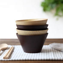 Creative Japanese natural log Bowl home childrens baby rice bowl soup bowl noodle bowl T-shaped wood bowl size set