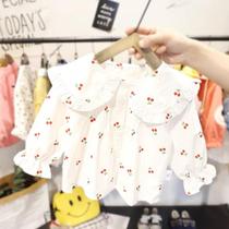 Girl white shirt pure cotton 2021 spring new female baby Jane about turn in shirt child 100 hitch coat