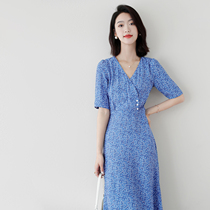 JOLIMENT let the elegance to the end ~ fresh and refined summer vneck high waist dress dress women