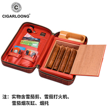 Cigar box cigar moisturizer fashion portable cigar box large capacity cow leather multifunctional lining cedar wood