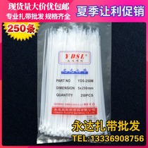  5*250mm self-locking nylon cable tie plastic seal fixed binding belt harness buckle black white