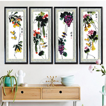 ABV old thirty-character embroidery New products Accurate printing simple Chinese style quadruple harvest rich and happy fruits Autumn real