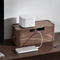 Solid Wood Routers Wire Storage Box Power Cord Plugging Shielded Data Line Socket Set-top Box Desktop Set Wire Box