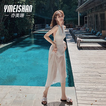 Yimeishan swimsuit female summer one-piece sexy belly cover thin seaside fairy fan 2021 new fashion white swimsuit