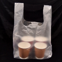 Milk tea 4-cup bag thickened disposable four-cup plastic bag Milk tea packing bag Takeaway multi-cup portable horse clip bag