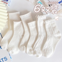 White jk socks womens midline socks ins tide spring summer thin cute Japanese Lolitas Korean uniform lace