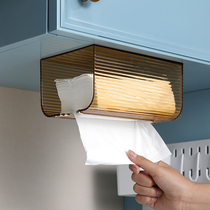 Household wall-mounted tissue box bathroom napkin box pumping paper box upside down punch-free garbage bag storage box