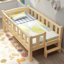 Solid wood childrens bed with guardrail Economical baby baby widened bedside small bed splicing large bed Boy single bed