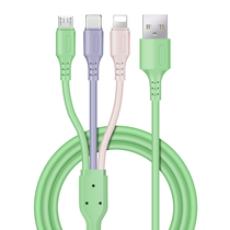 Suitable for data cable three-in-one mobile phone charger 5A fast charge one drag three liquid soft rubber iphone multi head