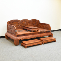 Burmese rosewood Arhat bed large fruit red sandalwood Arhat bed double-sided finely carved lotus Arhat bed carved landscape Arhat bed