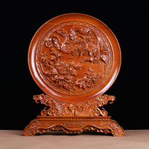 Peach wood flowers blossom rich wood carving ornaments wood carving flowers and birds Phoenix peony Taiwan screen home crafts housewarming gifts
