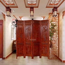  Dongyang wood carving solid wood antique entrance partition combination folding screen New Chinese living room double-sided carved classical screen