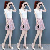 Fashion temperament socialite small dress female 2021 summer new womens suit short skirt two-piece set
