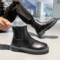 Winter Black Martin Boots Men Chelsea Boots High Tide Shoes 100 Hitch Inron Fan Car Short Boots Leather Boots