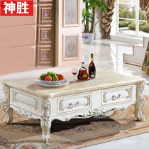 Living room European coffee table TV cabinet combination marble household multifunctional coffee table small apartment long household coffee table