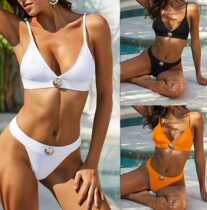 New Bikini European and American sexy simple Bikini metal buckle swimsuit women split swimwear hot spring Bikini