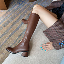 Huge thin ~ Martin Boots 2021 new pitch red lean head and knee boots in Europe and America coarse and elastic boots