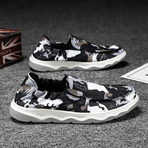 Sails Cloth Shoes Mens Summer Breathable Thin-Style Sloth Man A Foot Pedal Old Beijing Cloth Shoes Deodorized Driving Camouflail Ice Sillao Pau Pau
