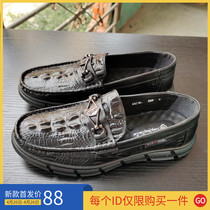 Hong Kong Paolo Head Layer Bull Leather Mens Shoes Non-slip Crocodile Tattooed Genuine Leather Soft Bottom One Foot foot Bean Shoe Men Casual Leather Shoes