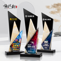 Sharp-edged color geometric crystal trophy custom creative new lettering medals annual award gift production