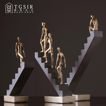 Creative light luxury golden figure ladder ornaments Office wine cabinet decoration company opened to attract wealth business gifts