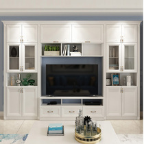 Nordic TV background wall cabinet simple modern living room European TV cabinet bookcase locker combination can be customized