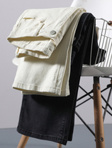 South Korea Spring and Autumn New High-waisted Jeans Womens Straight Loose White Tall Legs