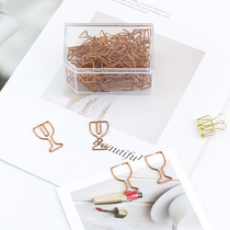 Wine Cup creative shape paper clip rose gold box large cute PET metal paper clip