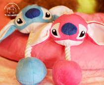 Cute Siddish blue pink woven rope grindstone resistant to bite and clear teeth pet plush toy stick candy pooch toy