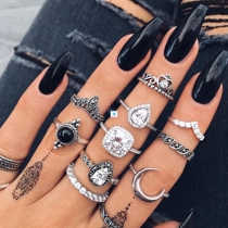 Vintage Women crystal Finger Knuckle Rings Set For Girls