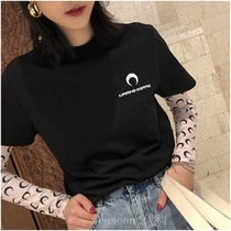 Marine Serre embroidered half-moon letter T-shirt all-match fashion crescent logo short-sleeved mens and womens tide