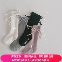 ins spring and summer small fragrant wind Princess Han childrens stockings exquisite bow childrens socks vertical bar non-slip socks female treasure