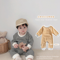 ins explosive 2021 autumn and winter Korean version of thick baby jumpsuit men and women baby casual clothes climb clothes