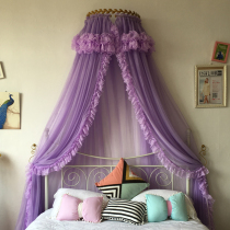 Golden wrought iron princess bed mantle decoration new house with landing 1 51 8m encrypted raised bed curtain integrated mosquito net