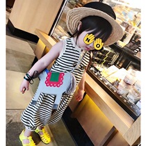 NANI WLQ children knitted pants 2020 Summer new black and white striped trousers suit vest plus bloomers
