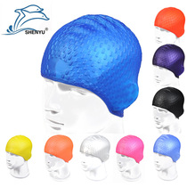 (male and female) waterproof hair care hair head long hair bathing cap silicone swimming cap water drop swimming cap