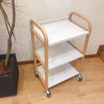 Imitation wood grain Japanese beauty cart Tool cart shelf Multi-function mobile cart with foot brake