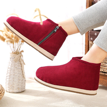 Elderly handmade shoes female yue zi xie old shoes cotton slippers quan bao gen indoor slippers winter outer wear