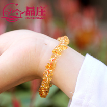 Gift certificate natural yellow crystal gravel bracelet single circle irregular random shape Brazilian gold yellow crystal money hand string
