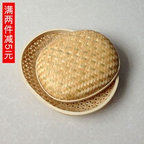 Bamboo woven fruit plate Fruit basket Fruit storage basket Steamed bun basket basket Dinner plate vegetable plate Dried fruit fried tray Dumpling flat cake basket