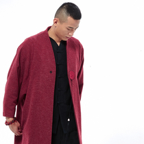 Ciyuan original Chinese style Zen suit coat mens autumn and winter couple coat coat medium-long lay suit 60920