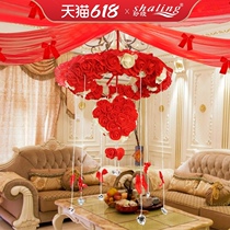 New wedding flower ball creative wedding room wedding dress set new house wedding bed decoration cartoon gauze wreath
